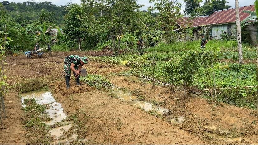 Satgas Pamtas RI-PNG Kewilayahan Papua Barat Daya Yonif 762/VYS Pos Yembun memanfaatkan lahan kosong